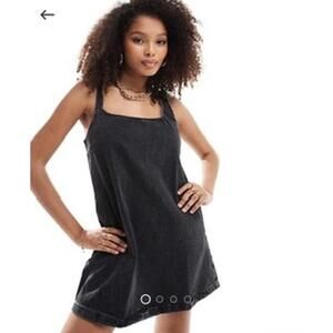 ASOS DESIGN denim sundress in washed black